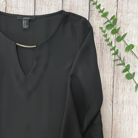 🌸 Clearance! 🌸 Forever21 Black Formal Long Sleeve Blouse/Shirt Size S - Picture 4 of 10